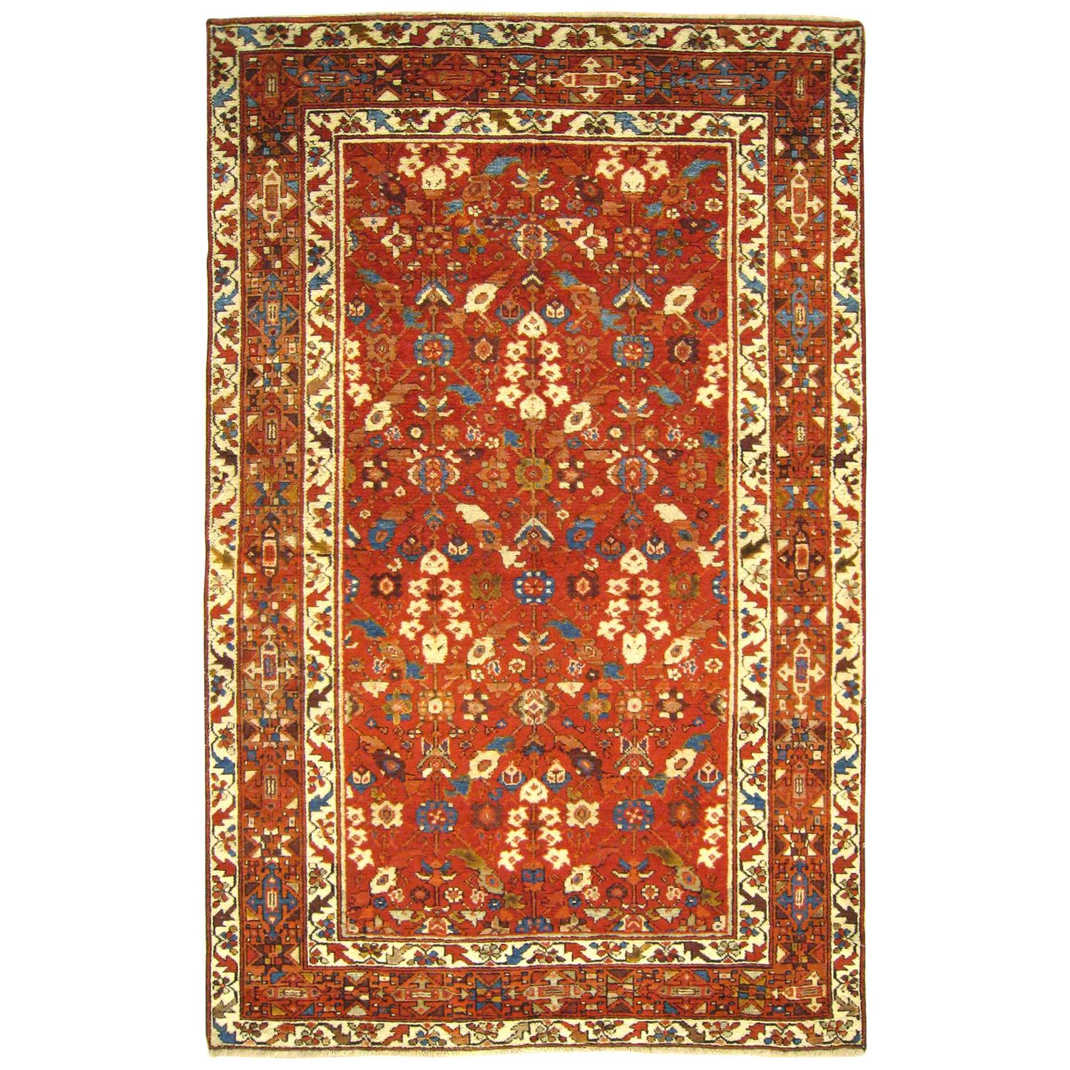 Antique Northwest Persian Oriental Carpet, Small Decorative Rug w