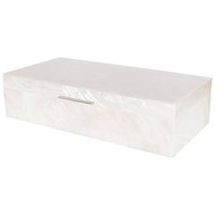 Gorgeous Ivory Colored Mother-of-Pearl Box with Silvered Pull
