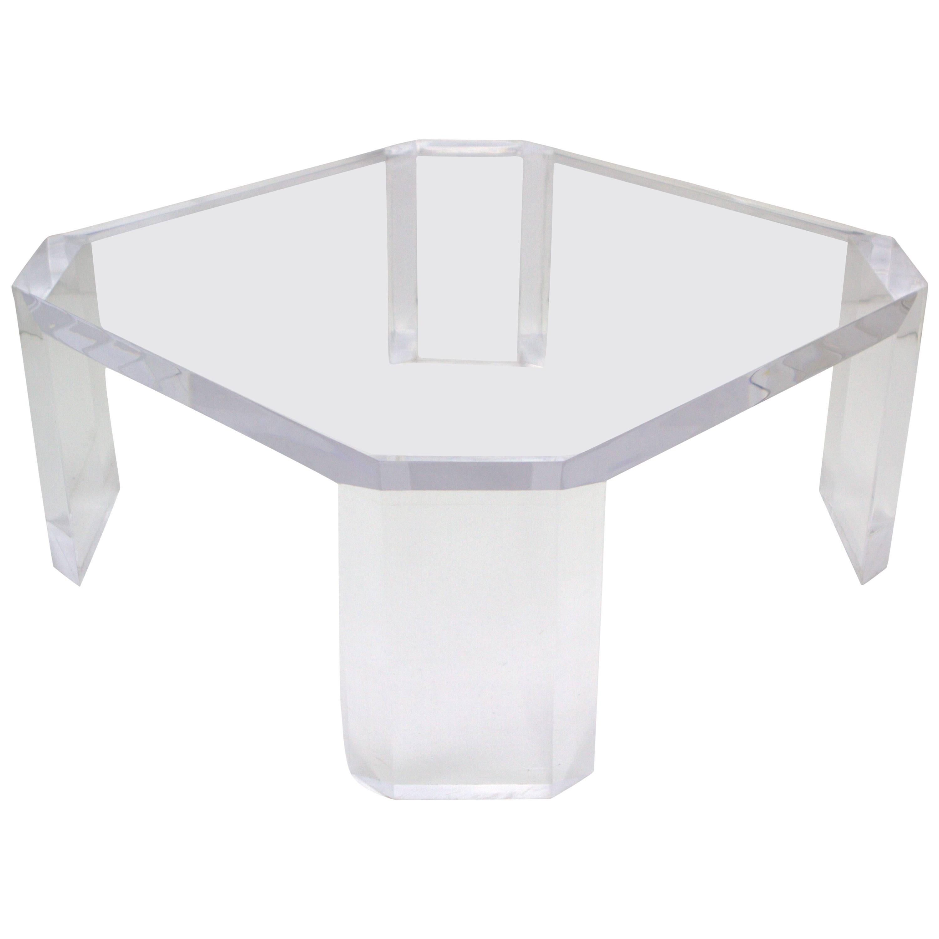 Thick Lucite Cocktail Table Attributed to Charles Hollis Jones For Sale