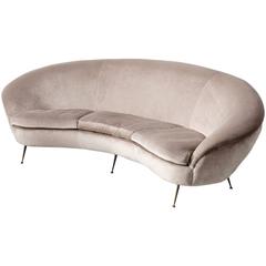 Large Italian Re-upholstered Curved Sofa 