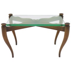 Nice Coffee Table Wood and Glass, Italy, 1950s