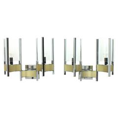 Pair of Geatano Sciolari Wall Sconces, Italy, 1960s 9