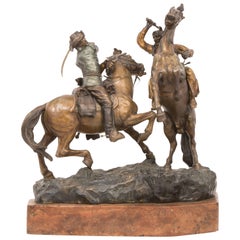 Antique Cowboy and Indian Sculpture by, Carl Kauba