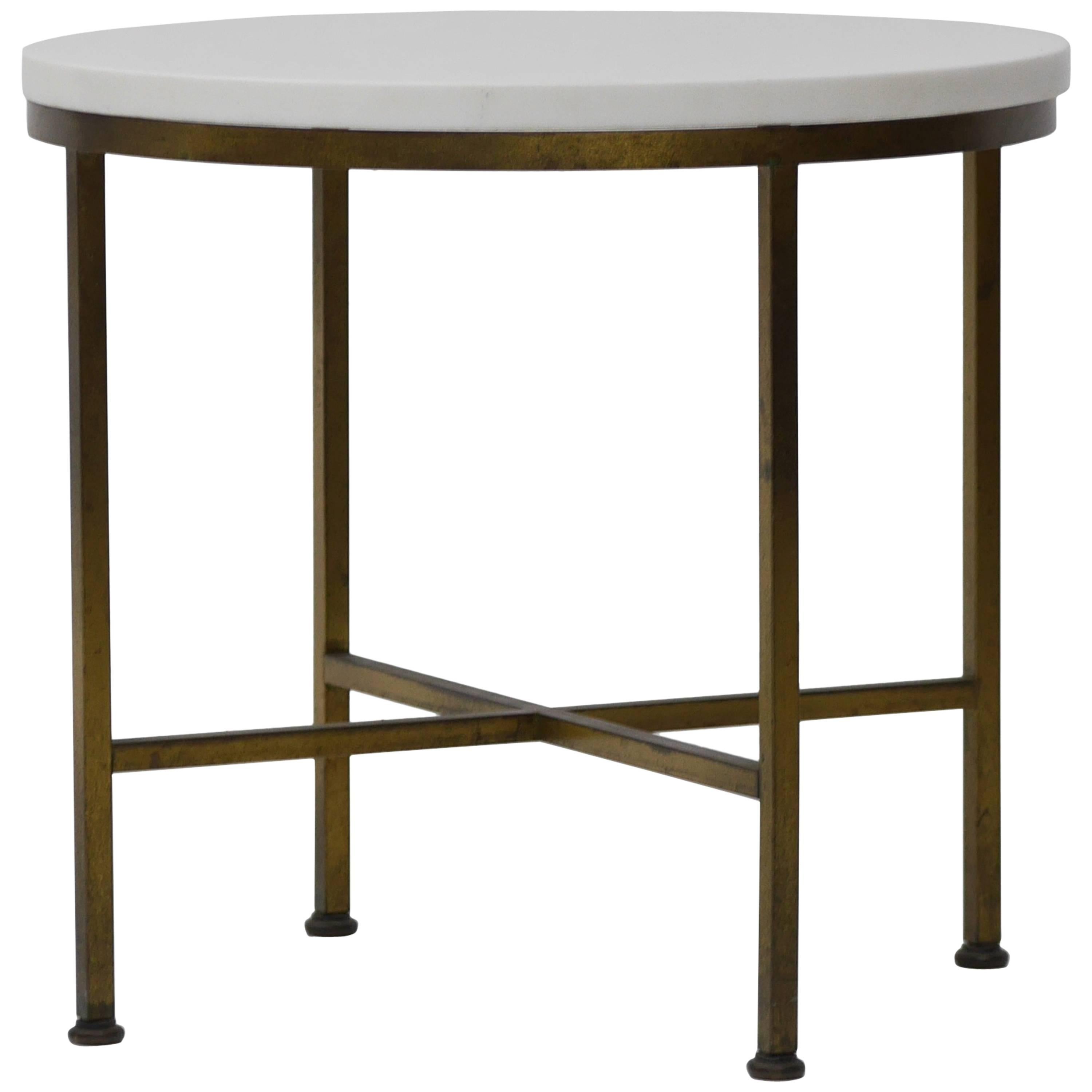 Rare Brass and Vitrolite Cigarette Table by Paul McCobb