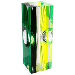 Green and Fluorescent Lucite Sculpture Par Roz Stroll 7