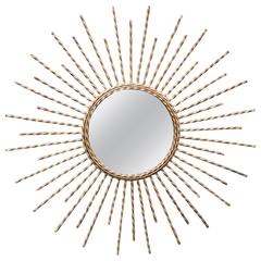 Golden Brass French Sunburst Mirror