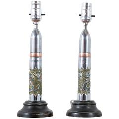 Pair of Vintage Trench Art Lamps