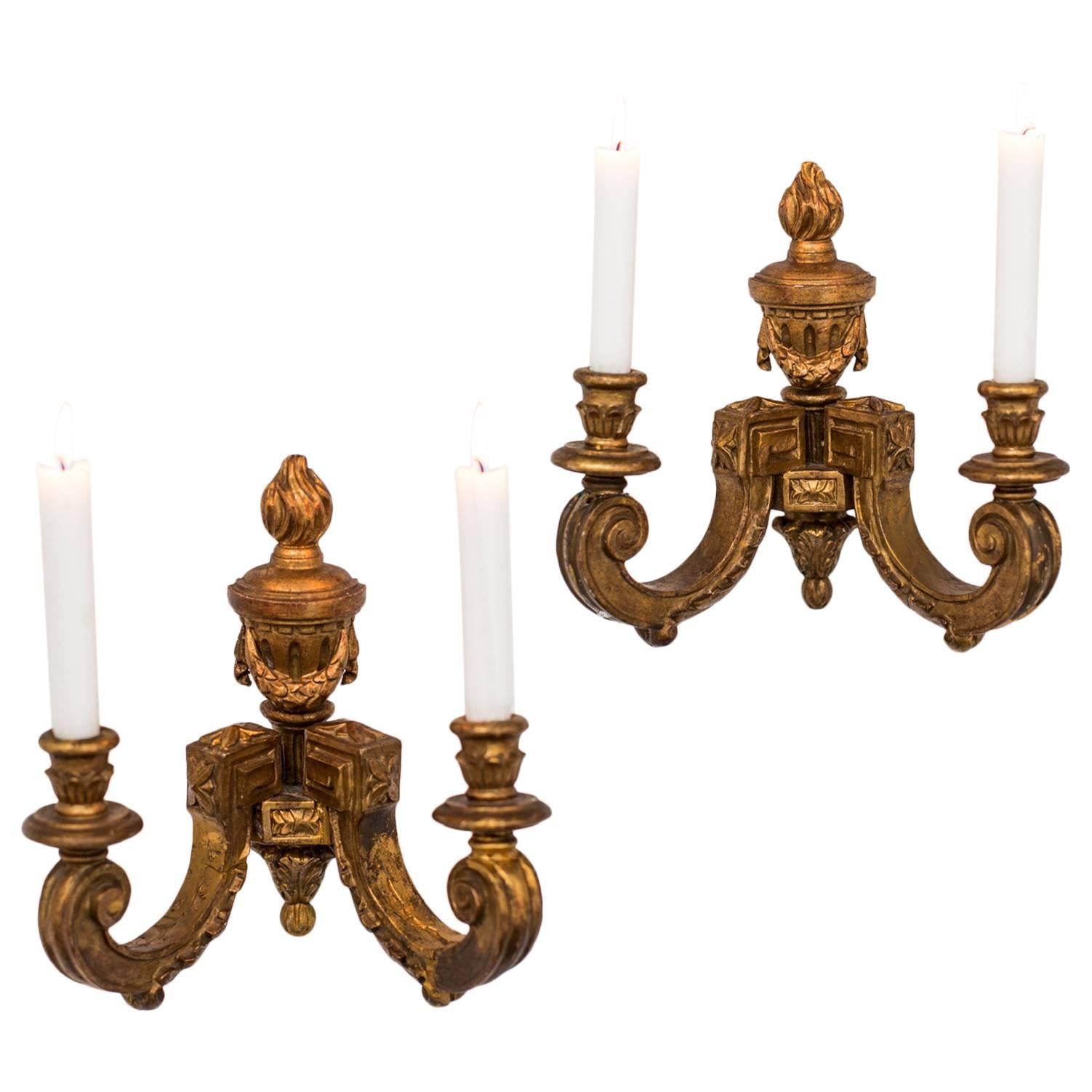 Wall Sconces Gilt Wood French 19th Century France