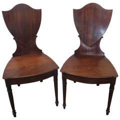 Late 18th Century English Shield Back Chairs in Mahogany