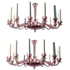 Pair of Exceptional Large Murano Chandeliers