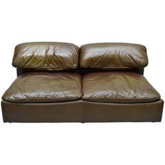 1970s Roche Bobois Leather Two-Seat Sofa