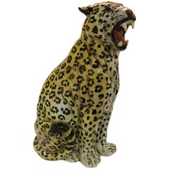 Vintage Italienisch Terrakotta Gepard Statue