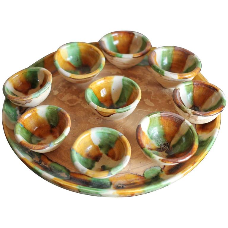 tang dynasty sancai glaze set of ten wine cups with tray tang dynasty sancai glaze set of ten wine cups with tray