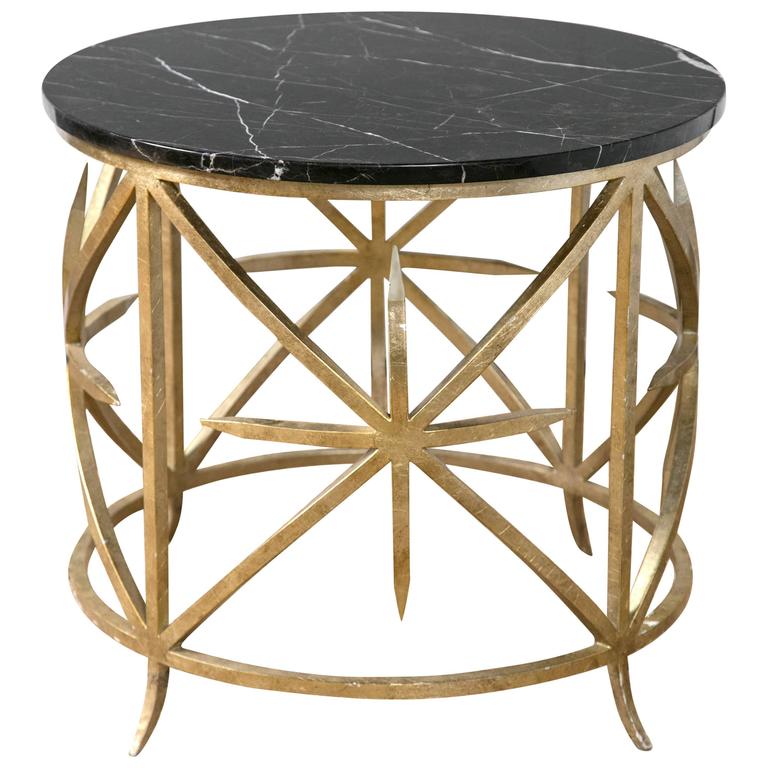 Marble and Gilt Iron Side Table For Sale at 1stDibs