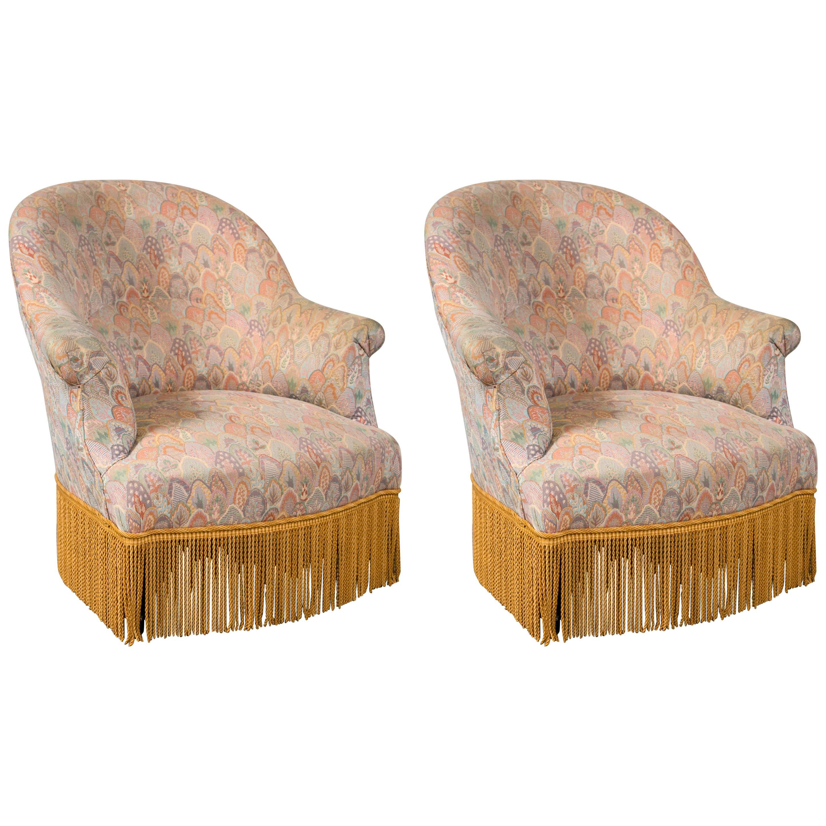 Pair of English Slipper Chairs For Sale