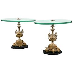 Pair of Glass and Bronze Side Tables