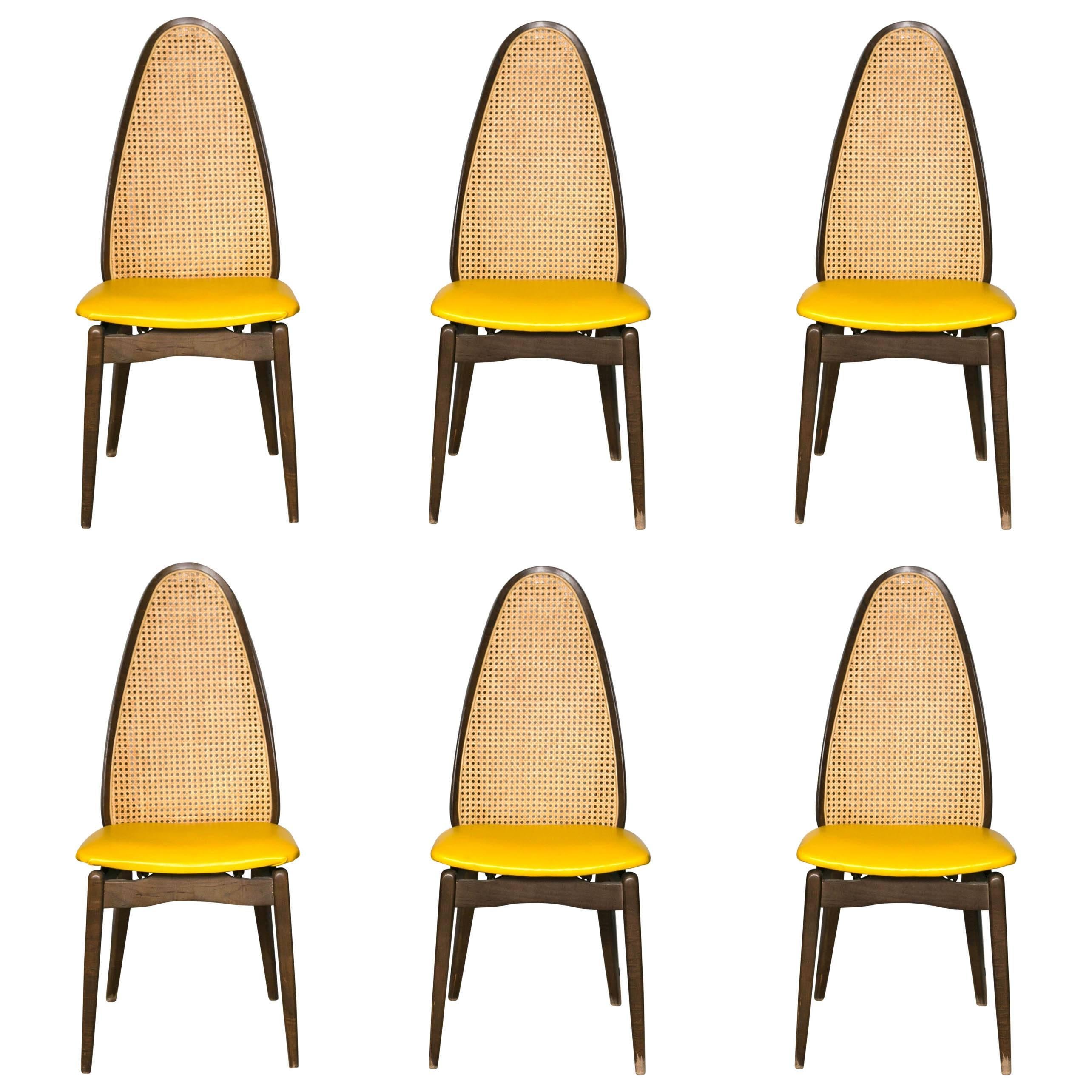 Set of Six Stakmore Cane Back Folding Chairs