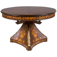 Dutch Marquetry Dining or Center Table with Bronze Mounts