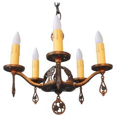 Spanish Revival Chandelier with Foliage Motif