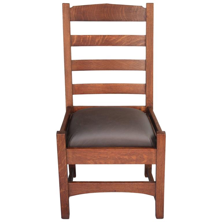 1910 Arts and Crafts Mission Oak LadderBack Chair For Sale at 1stDibs