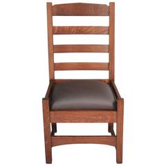 1910 Arts and Crafts Mission Oak Ladder-Back Chair