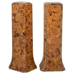 Pair of Tessellated Coconut Veneered Pedestals by Maitland Smith, 1970s