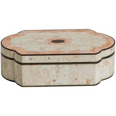 A Tessellated Coral Stone Veneered Box by Maitland Smith 1970s