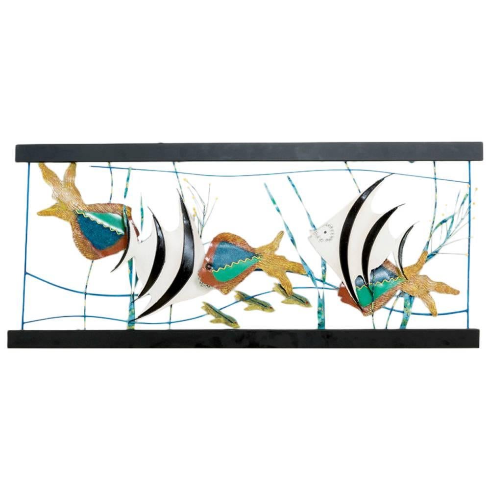 Large Aquarium Wall Sculpture by Curtis Jere, 1987 For Sale