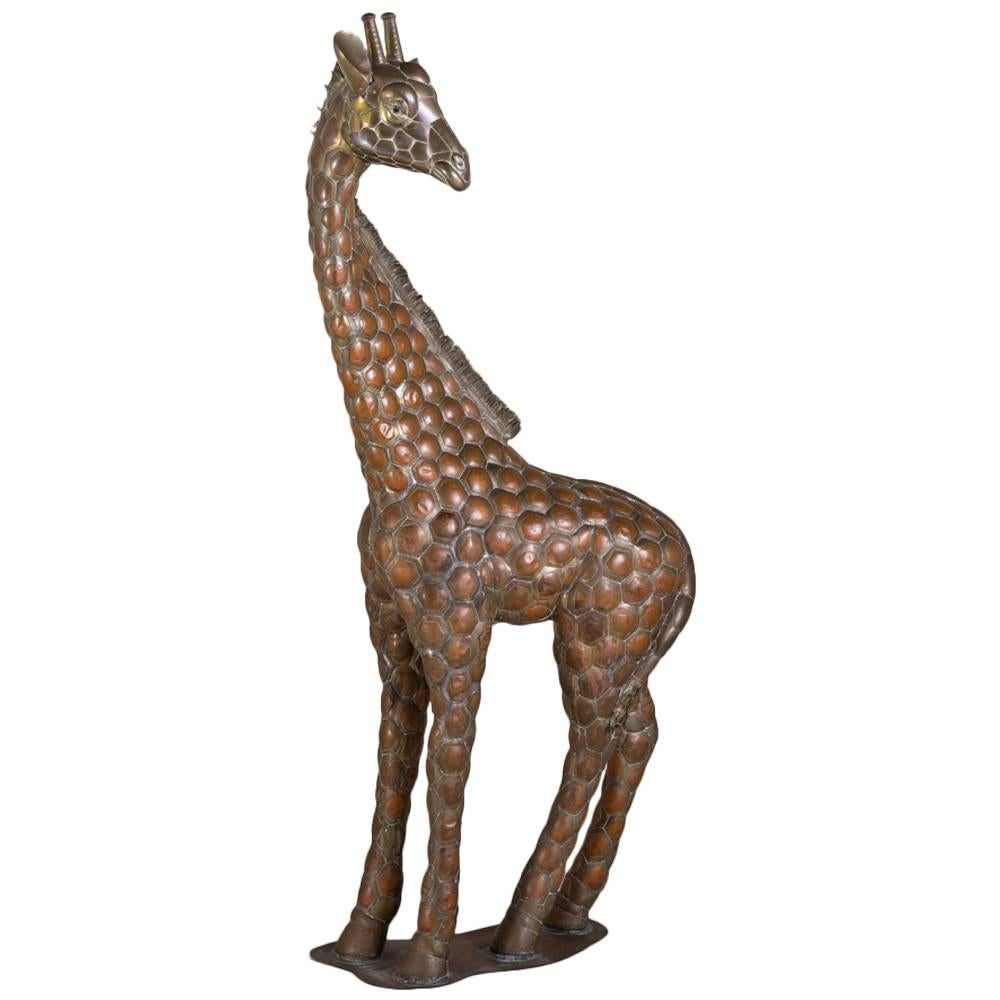 Copper and Brass Giraffe by Sergio Bustamante 12/100 For Sale