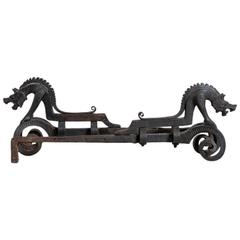 Pair of Rare 17th Century Wrought Iron Fire Dogs