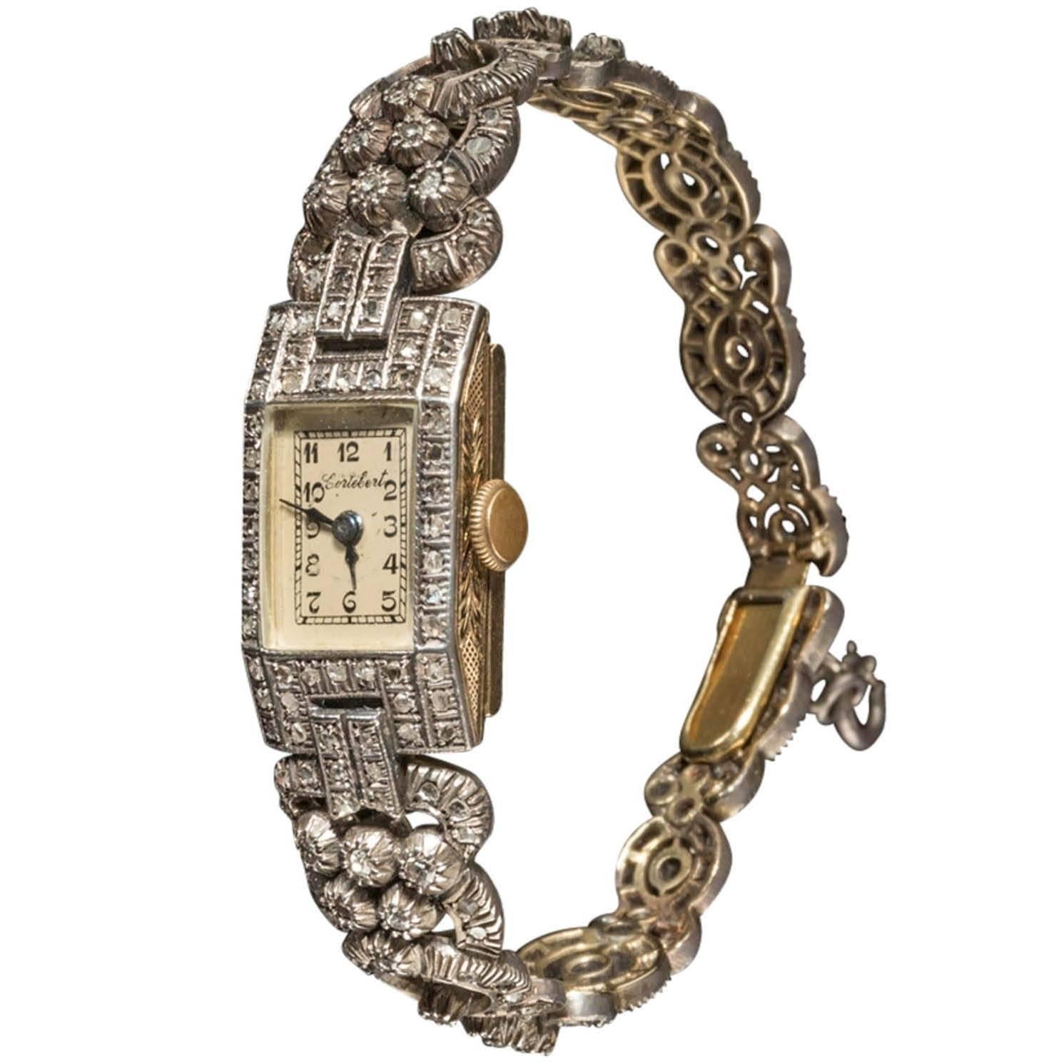 Art Deco Silver and Gold Wristwatch For Sale