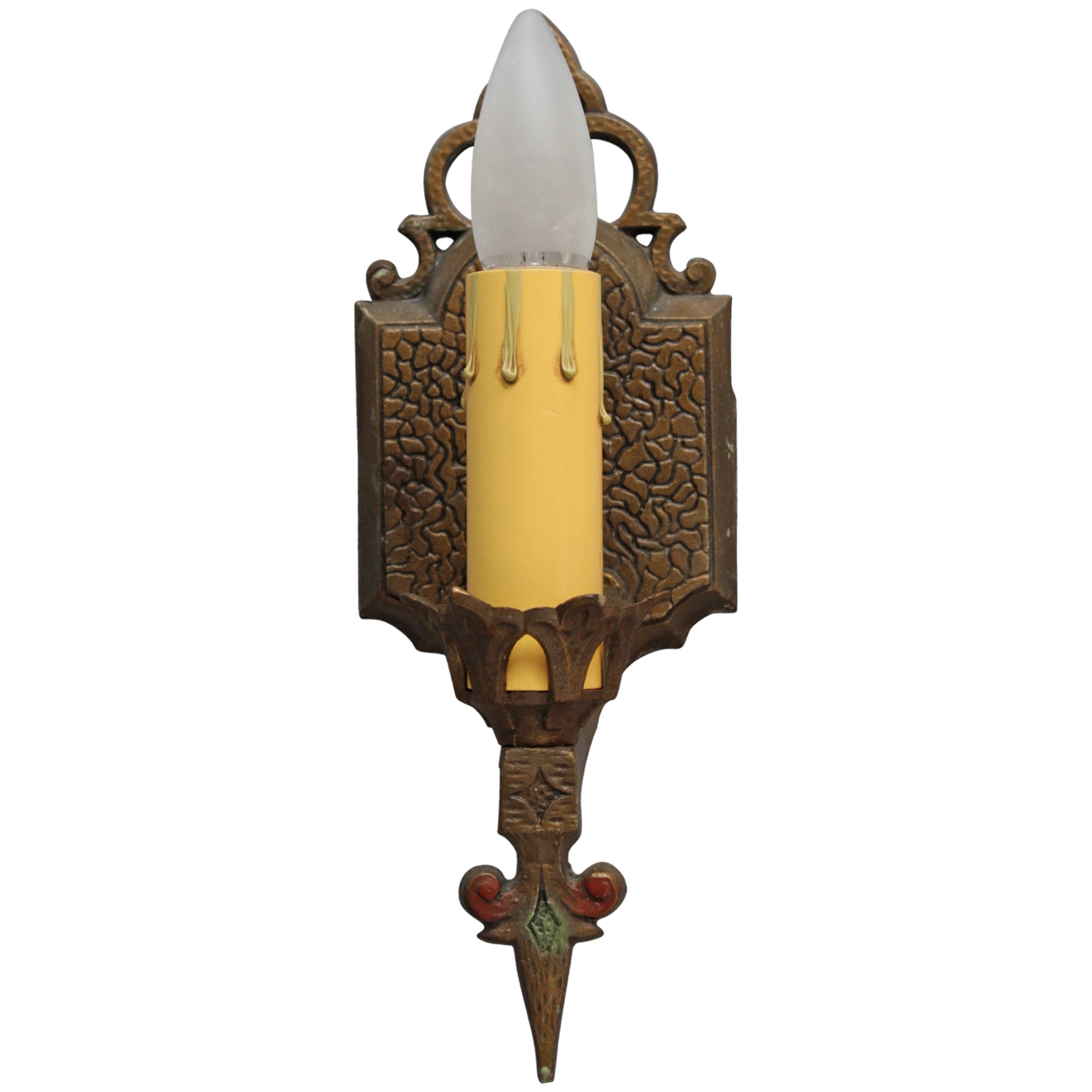 One of Five 1920s Spanish Revival Single-Light Sconces For Sale