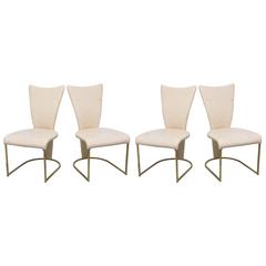 Design Institute of America Post-Mod Brass Dining Chairs, Set of Four, 1980s