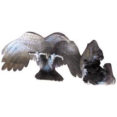 'Grand Tour' Life-Size Swiss 'Black Forest' Carved Walnut Eagle SATURDAY SALE!