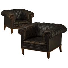 Pair of Chesterfield Armchairs, England, 1900-1920