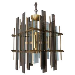Italian Brass and Glass Chandelier Attributed to Cristal Arte