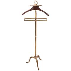 Vintage Mid-Century Italian Gentleman's Valet in Brass and Wood