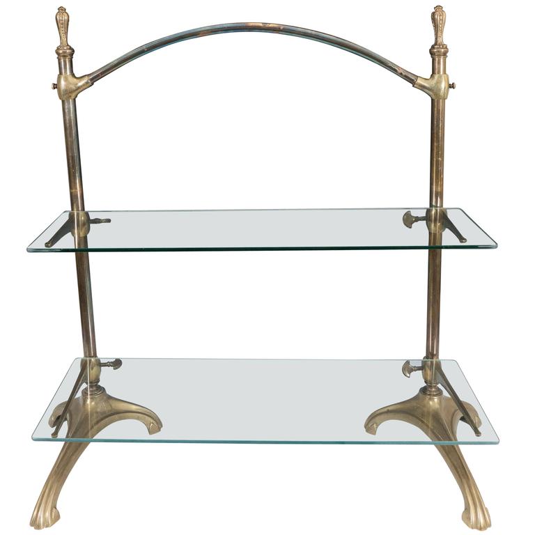 French Art Deco Brass and Glass TwoTier Display Shelf at 1stDibs