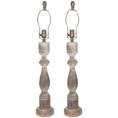 Pair of Antique Weathered Baluster Lamps