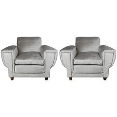 Pair of Art Deco Style Italian 1940s Armchairs