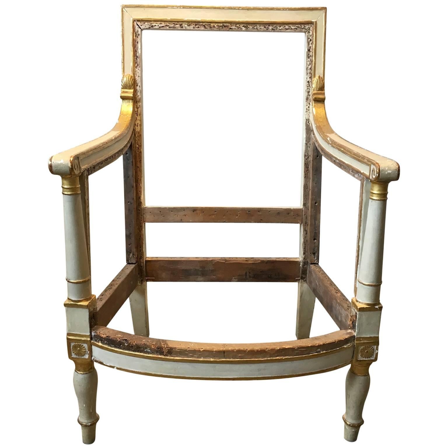 19th Century Directoire Armchair Frame from Chateau Fontainebleau