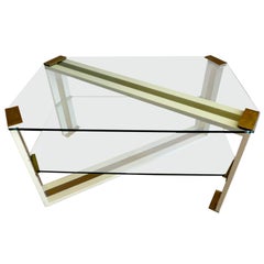 Italian Glass and Brass Coffee Table