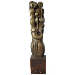 Bronze Sculpture "Woman with guitar"