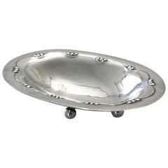 Antique Georg Jensen Sterling Silver Oval Ash Tray