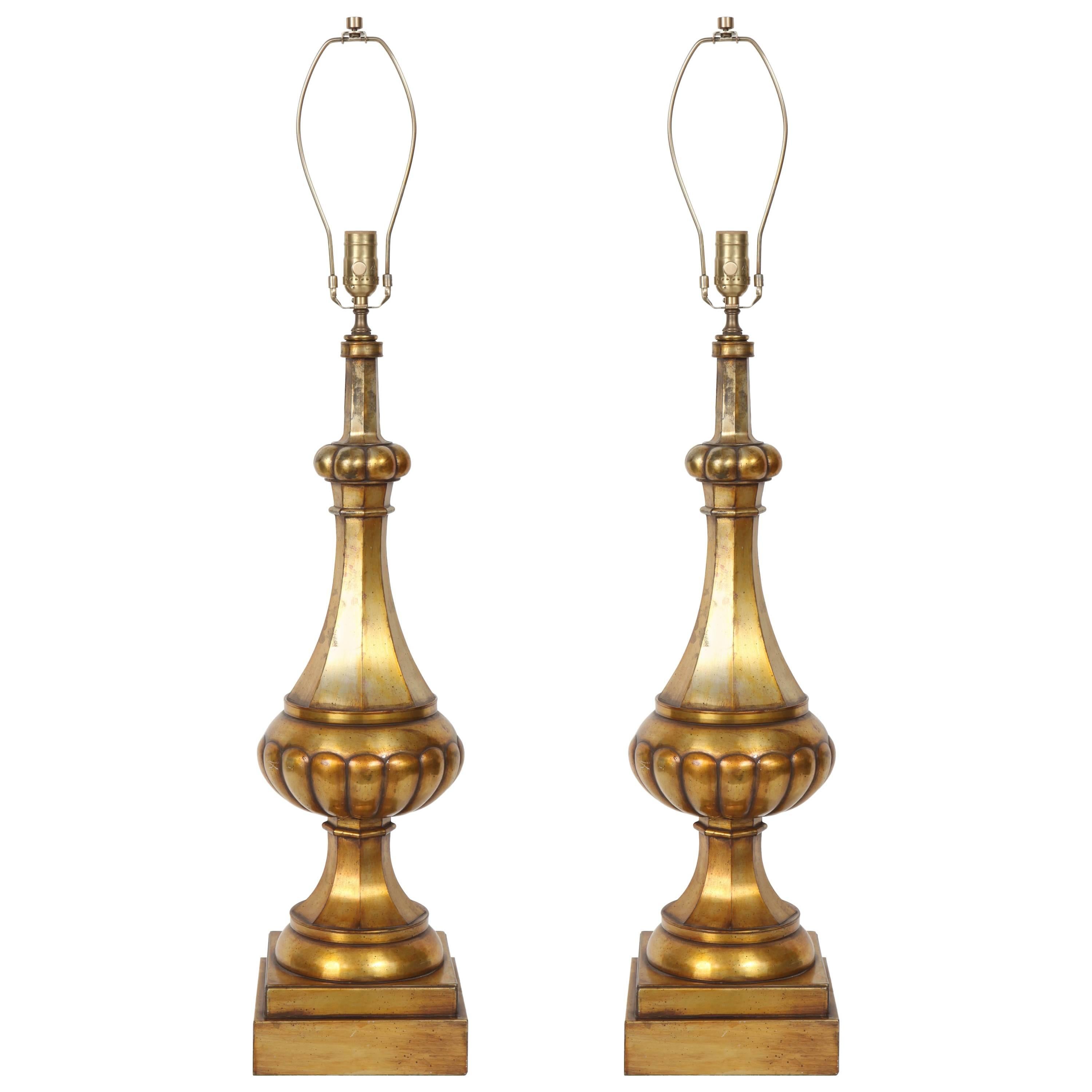 Marbro Moroccan Gold Glazed Melon Form Lamps