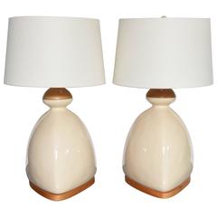 SALE!SALE! SALE! PR/Scandinavian Table Lamps Modernism, Beche Ceramic  and wood