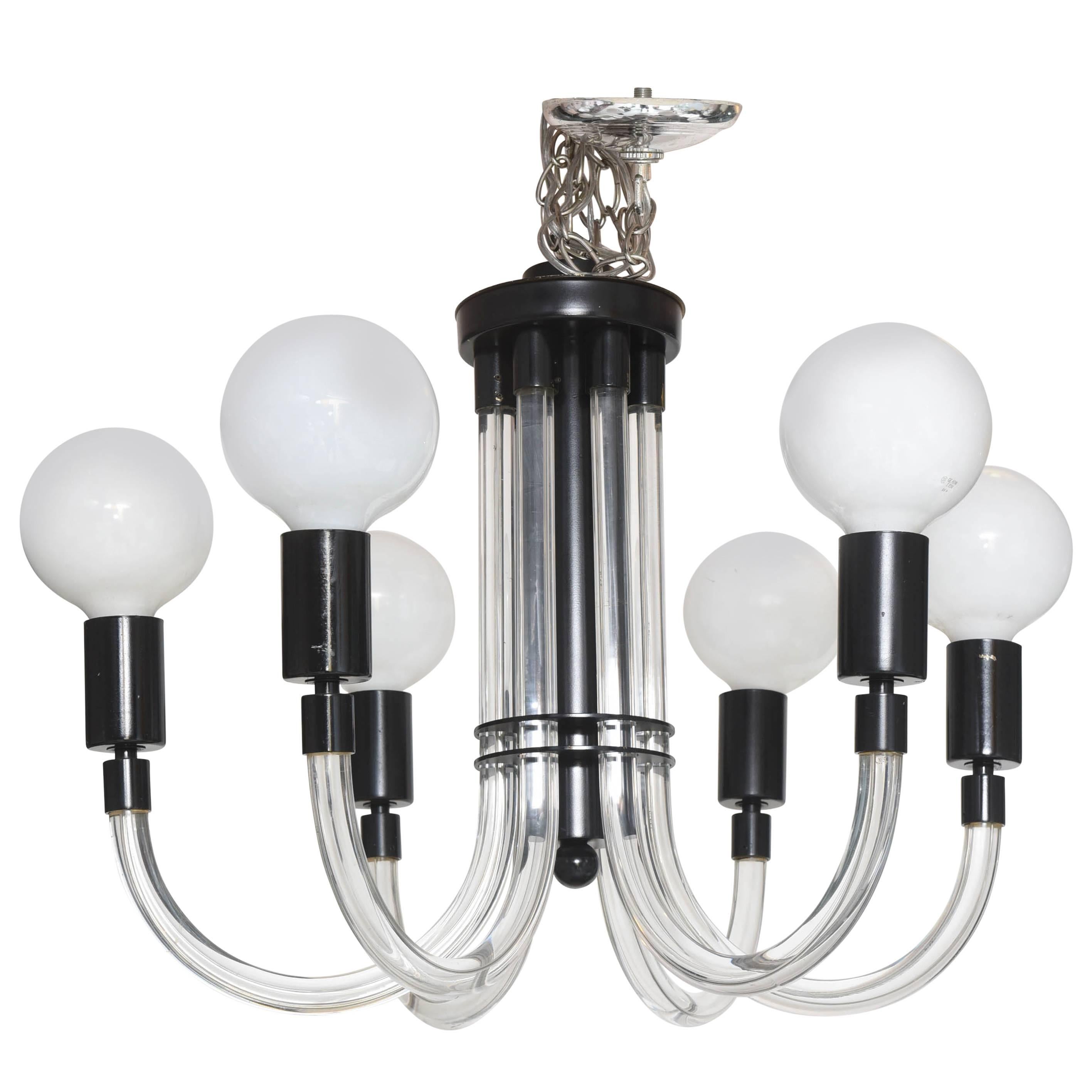 SALE SALE11LUCITE CHANDELIER Charles Hollis Jones BLACK, WHITE 6 ARMS from $1800 For Sale