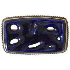 Antique Royal Copenhagen Jais Nielsen Sterling Silver and Porcelain Brooch