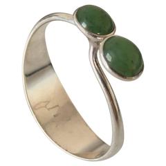 Hans Hansen Sterling Silver Bracelet with Green Gemstones