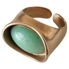 Bent Knudsen 14K Gold Ring #39 with Chrysoprase